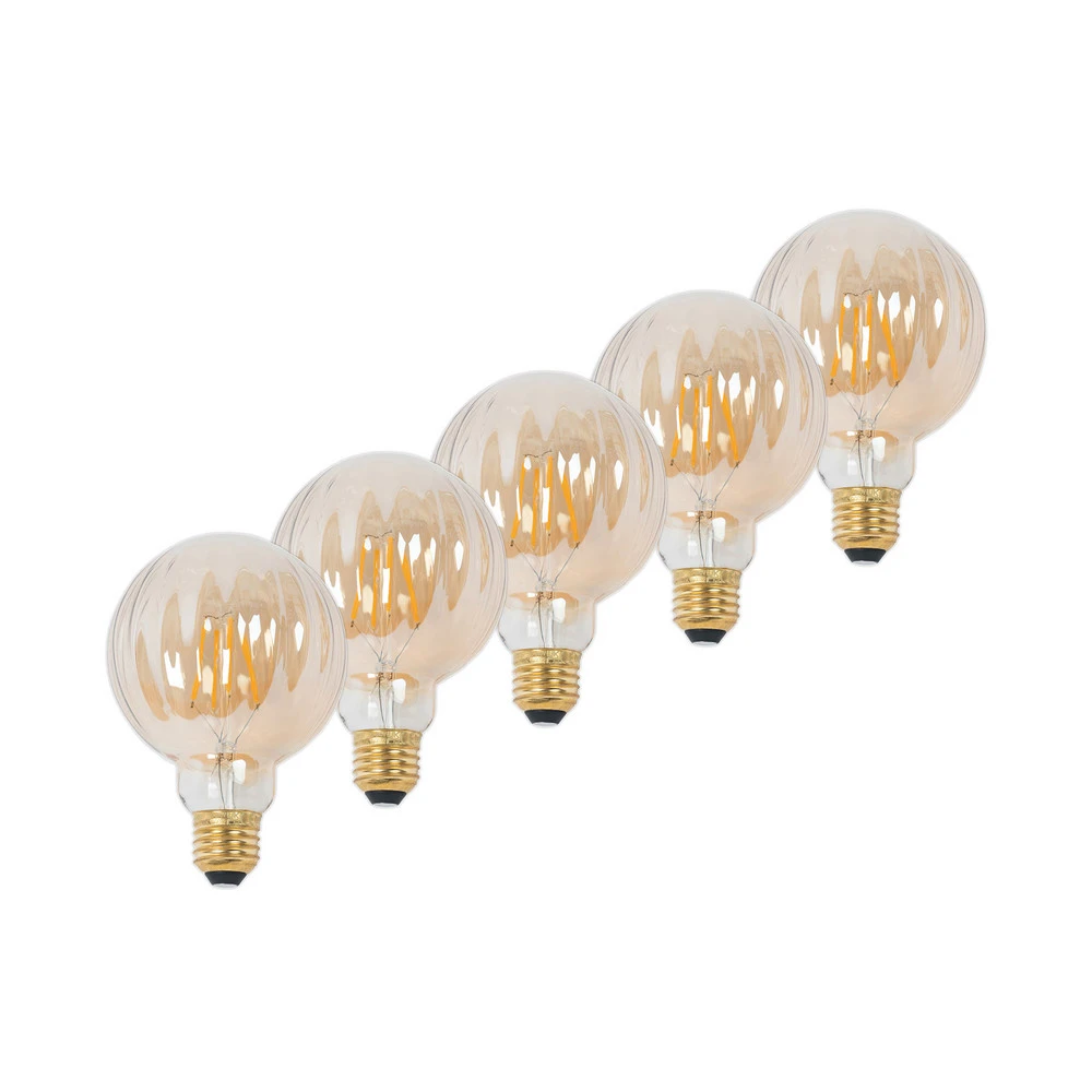 E27 3,8 W LED G95 2 700 K 340 lm rainures ambre x5
