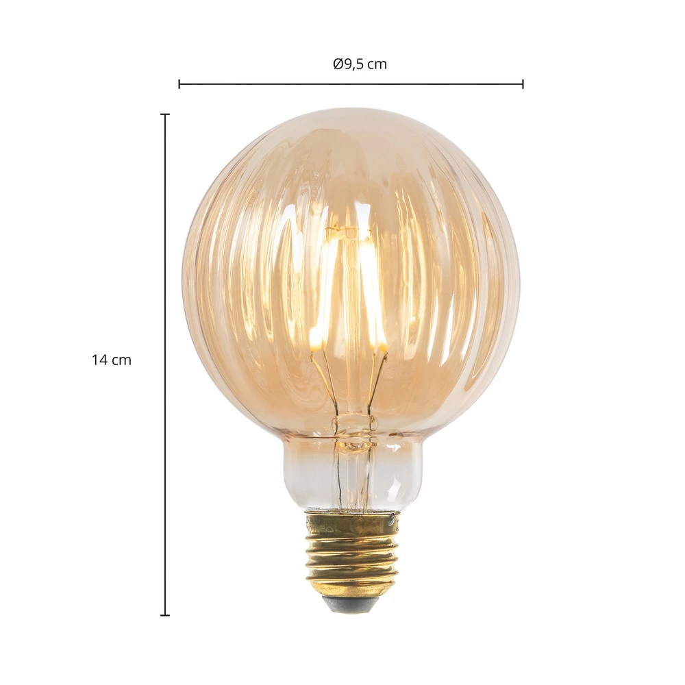 E27 3,8 W LED G95 2 700 K 340 lm rainures ambre x5