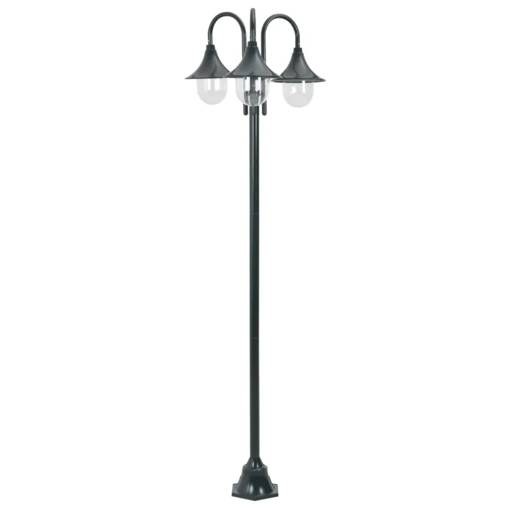 Lampadaire de jardin E27 220cm aluminium 3 lanternes profond vert 02_0042543