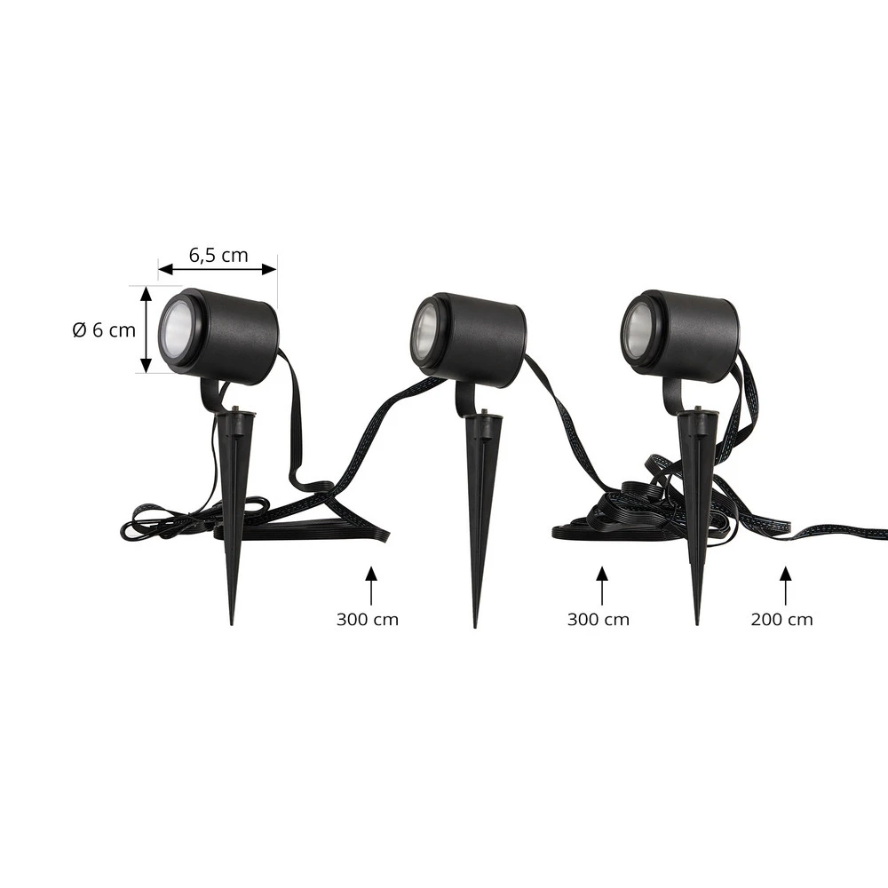 Lindby Évolué Projecteur d'extérieur LED Nymo, CCT, RVB, Tuya, lot de 3