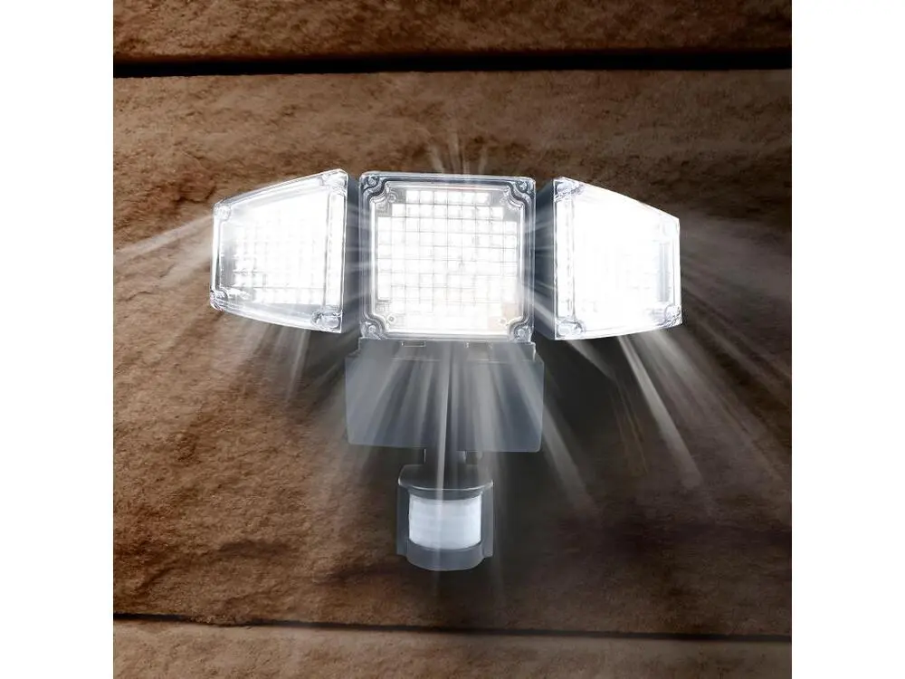 Projecteur solaire 3 têtes noir eclairage puissant panneau solaire déporté LED blanc BLACKBURN H23cm avec détecteur de mou...