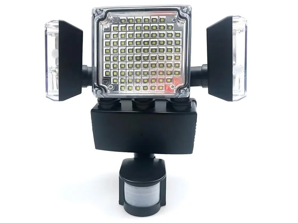 Projecteur solaire 3 têtes noir eclairage puissant panneau solaire déporté LED blanc BLACKBURN H23cm avec détecteur de mou...