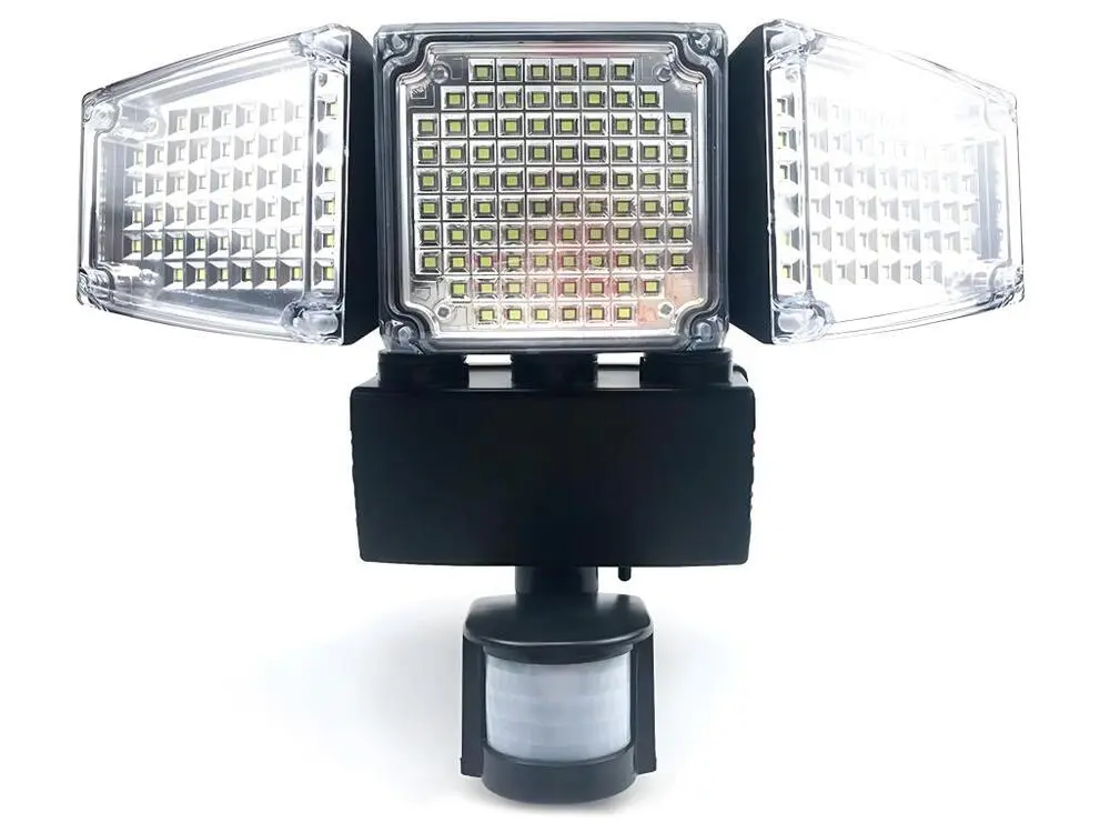 Projecteur solaire 3 têtes noir eclairage puissant panneau solaire déporté LED blanc BLACKBURN H23cm avec détecteur de mou...
