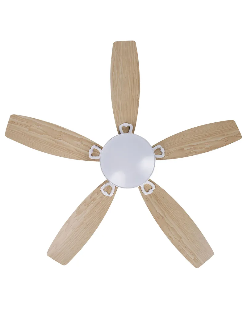 Ceiling Fan Light Blanc pur and Light Wood LOGAN