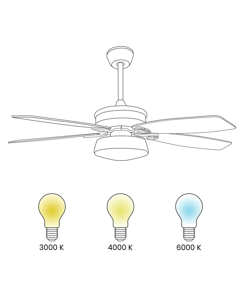 Ceiling Fan Light Blanc pur and Light Wood LOGAN