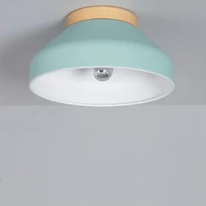 Plafonnier Aluminium et Bois Hakon Vert Menthe Livré avec Tous les Accessoires