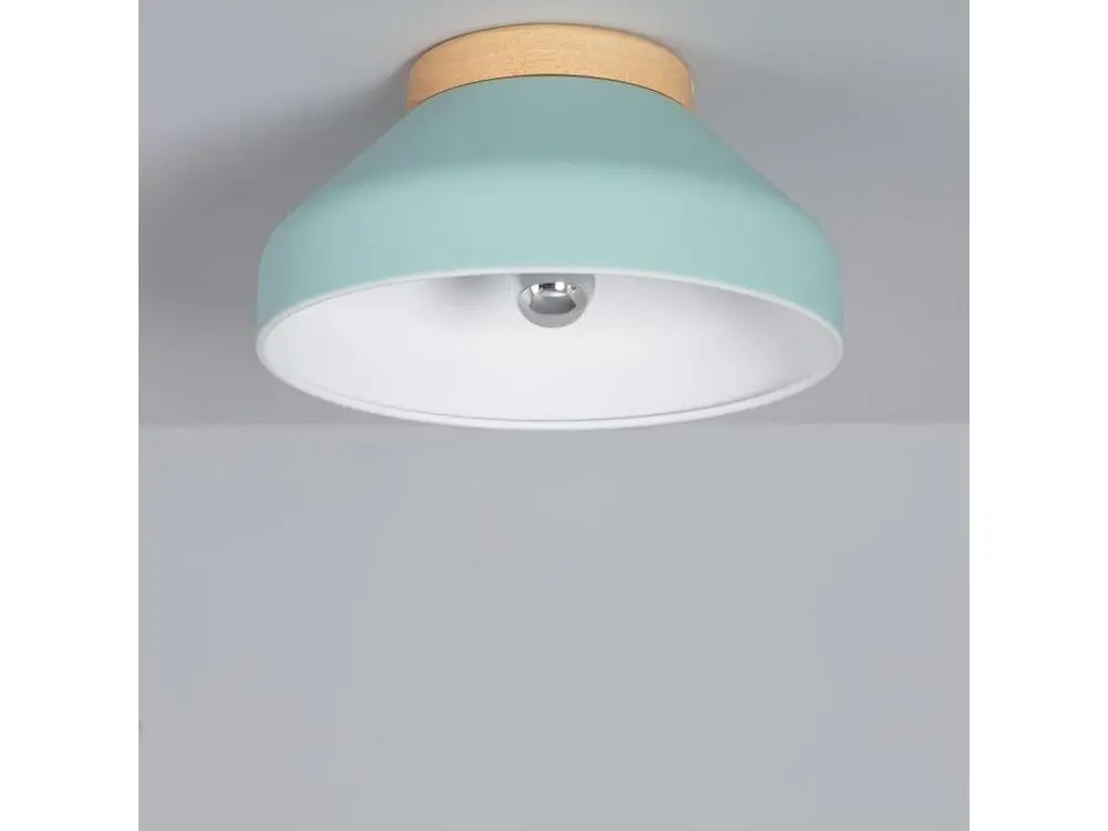 Plafonnier Aluminium et Bois Hakon Vert Menthe Livré avec Tous les Accessoires