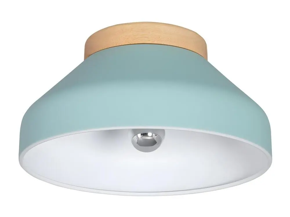 Plafonnier Aluminium et Bois Hakon Vert Menthe Livré avec Tous les Accessoires