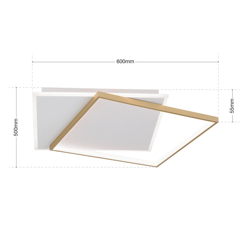 Plafonnier LED Emanuel, blanc/doré avec Variateur de Vitesse