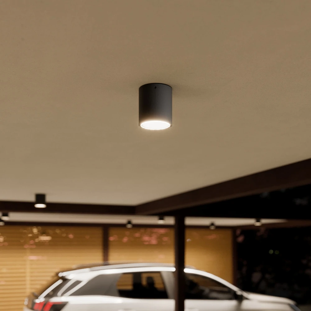 Projecteur à détection Spot de plafond LED Meret pour l'extérieur, IP54