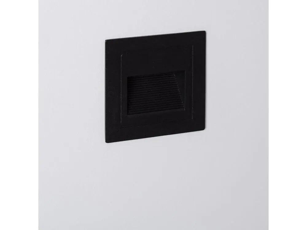 Balise LED Extérieure 3W Encastrable au Mur Carée Wabi Noire Blanc Ardent 2700K
