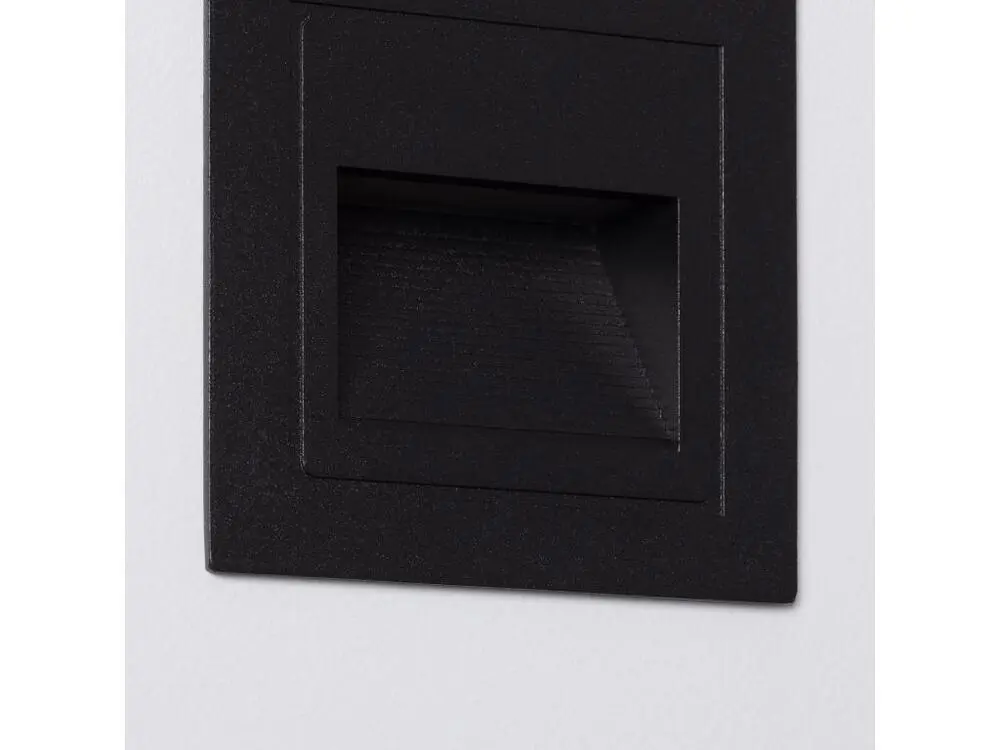 Balise LED Extérieure 3W Encastrable au Mur Carée Wabi Noire Blanc Ardent 2700K
