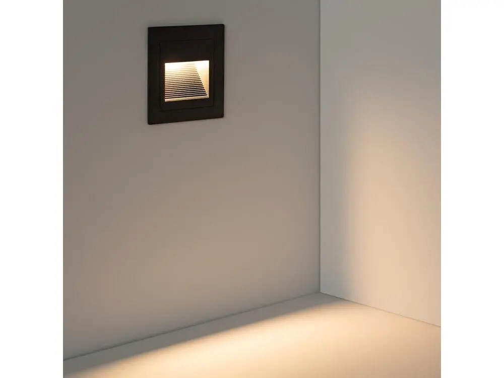 Balise LED Extérieure 3W Encastrable au Mur Carée Wabi Noire Blanc Ardent 2700K