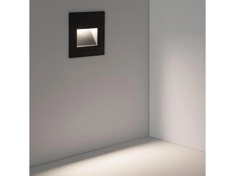 Balise LED Extérieure 3W Encastrable au Mur Carée Wabi Noire Blanc Ardent 2700K