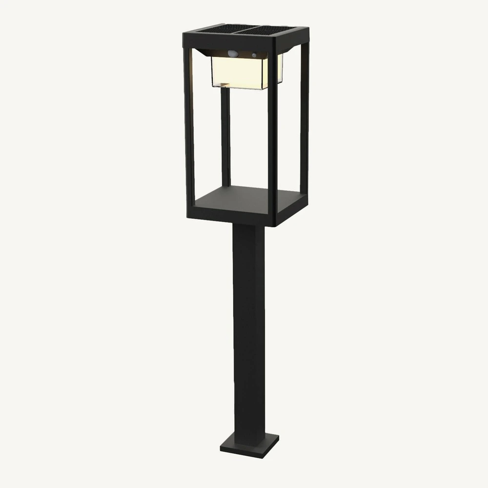 Balise solaire manhattan noire à détection - 600 lumens - 3 modes d'éévidentage m - chromex