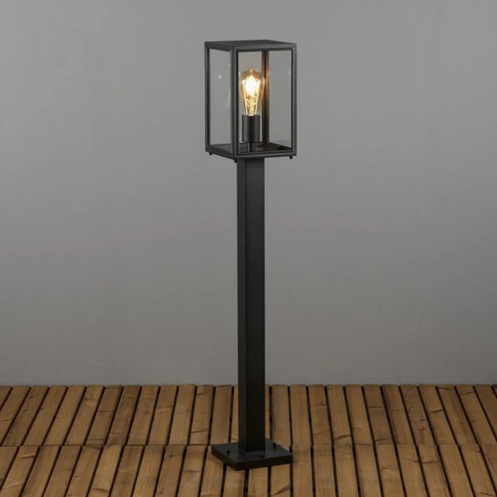 Borne lumineuse Carpi, forme lanterne, noire