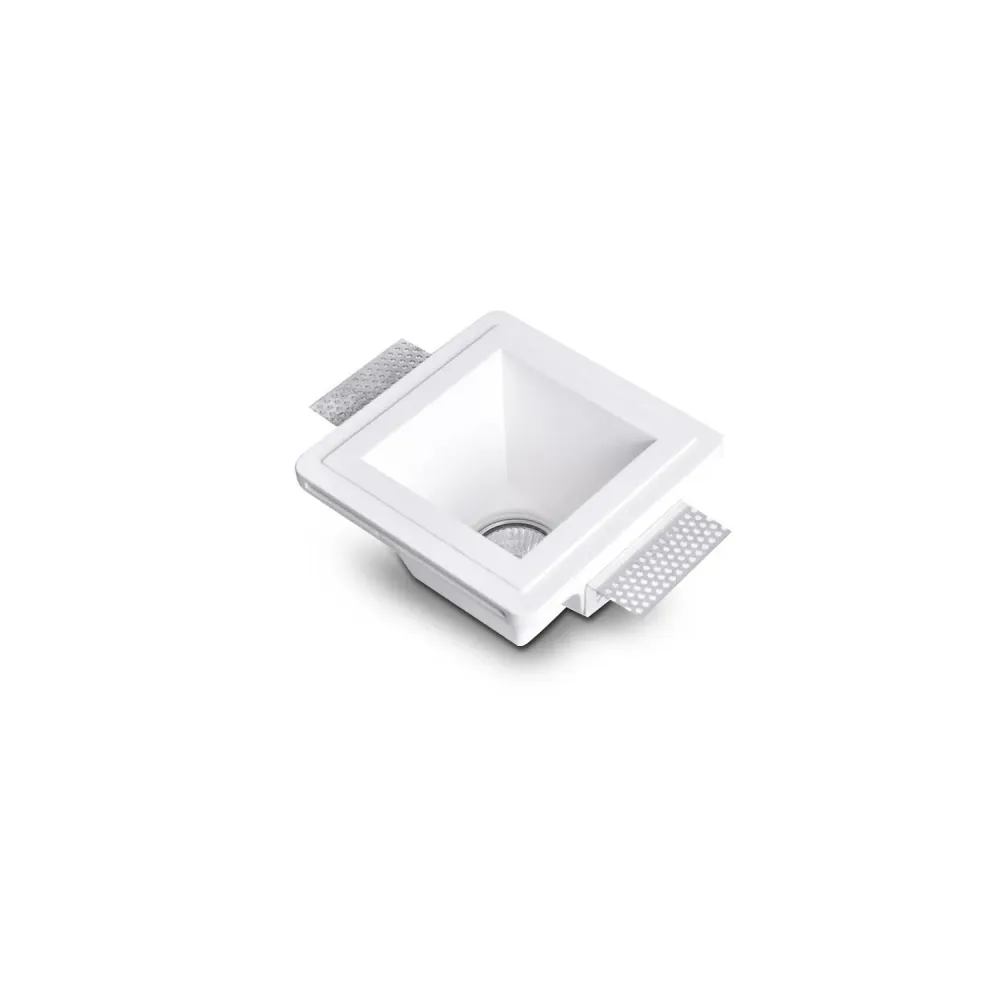 Éclairage encastré carré plâtre/Pladur pour LED GU10/GU5.3 découpe 153x153 mm UGR17