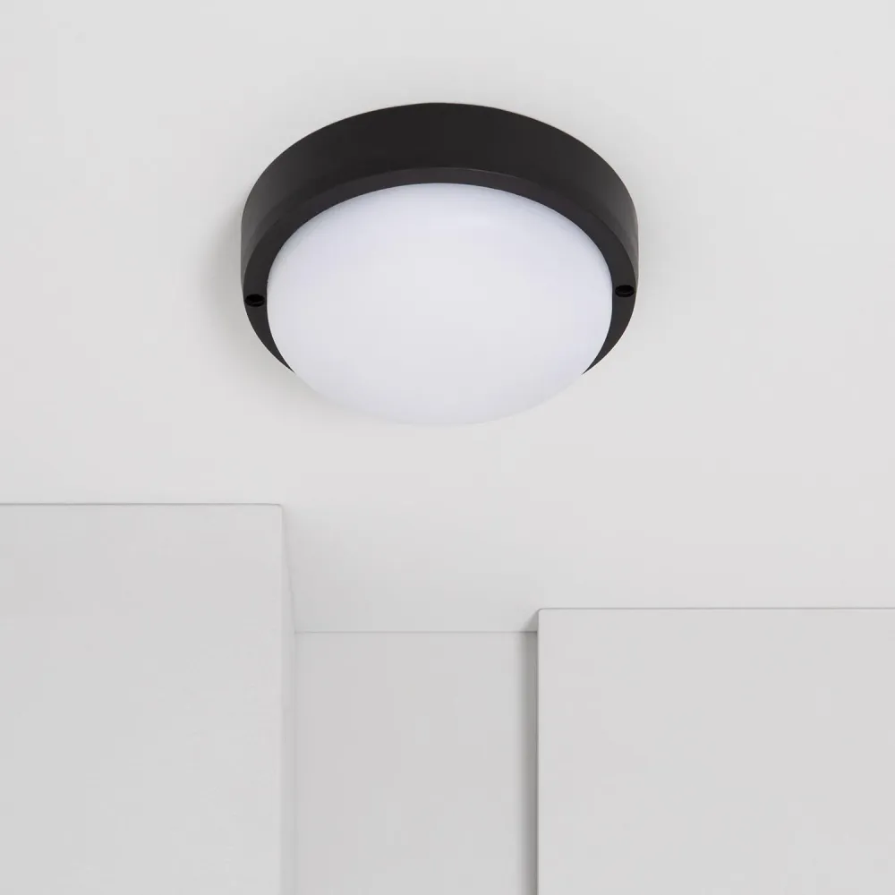 Éclairage extérieur LED rond de 15W couleur noire, IP65, diamètre 155 mm