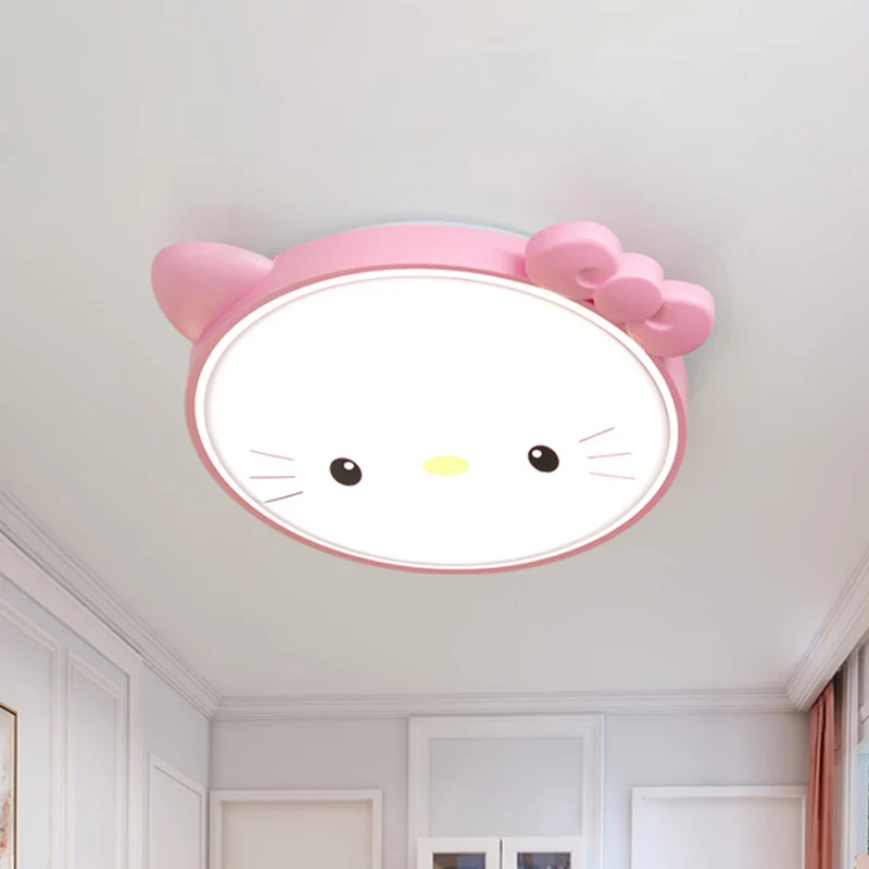 Kitty Girl's Chambre Plafond Flush Acrylique Dessin Animé LED Plafonnier Éclairage en Rose/Blanc