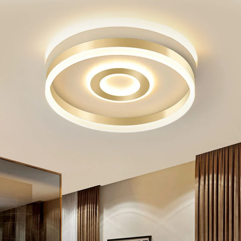 Lampe encastrée en forme de cerceau métallique Simplicity, éclairage de plafond à LED doré en lumière chaude/blanche, 16"/...