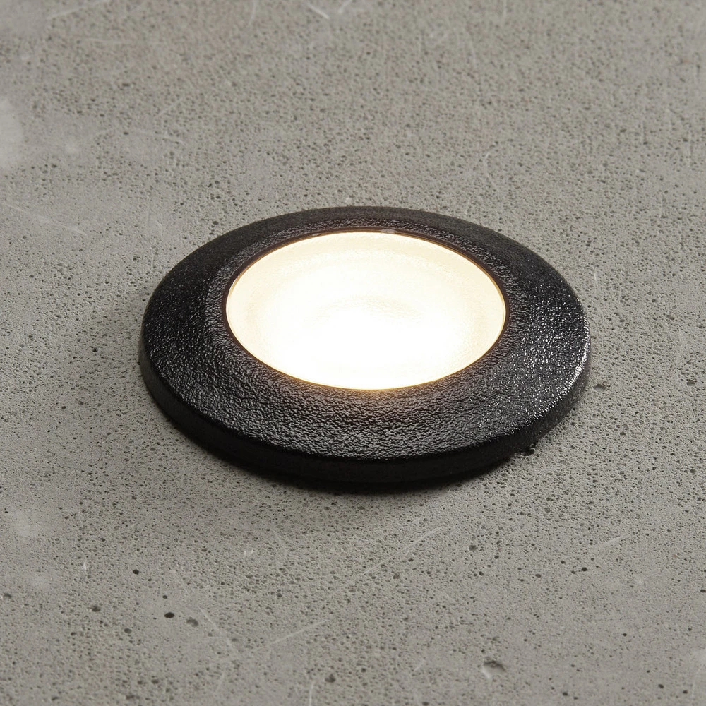 Lampe encastrée LED Aldo ronde noire/transp 3 000K