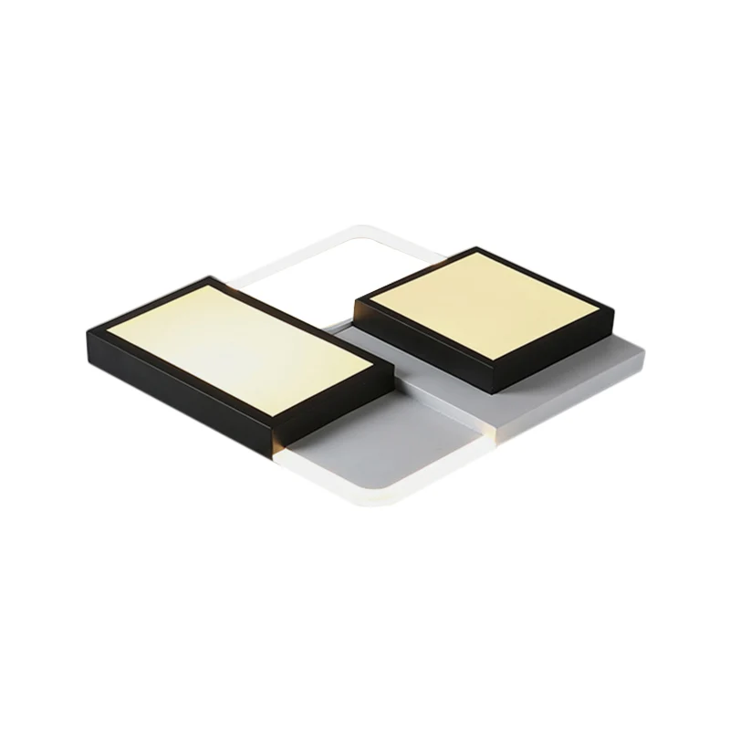 Lampe encastrée métallique carrée Simplicity LED noire, éclairage proche du plafond en lumière chaude/blanche