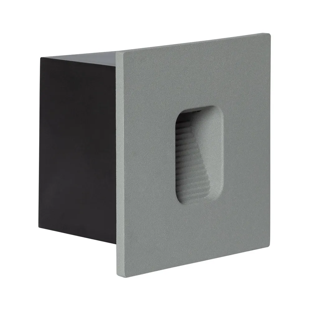 Lampe LED murale encastrable extérieure 2W carré couleur grise Grasset