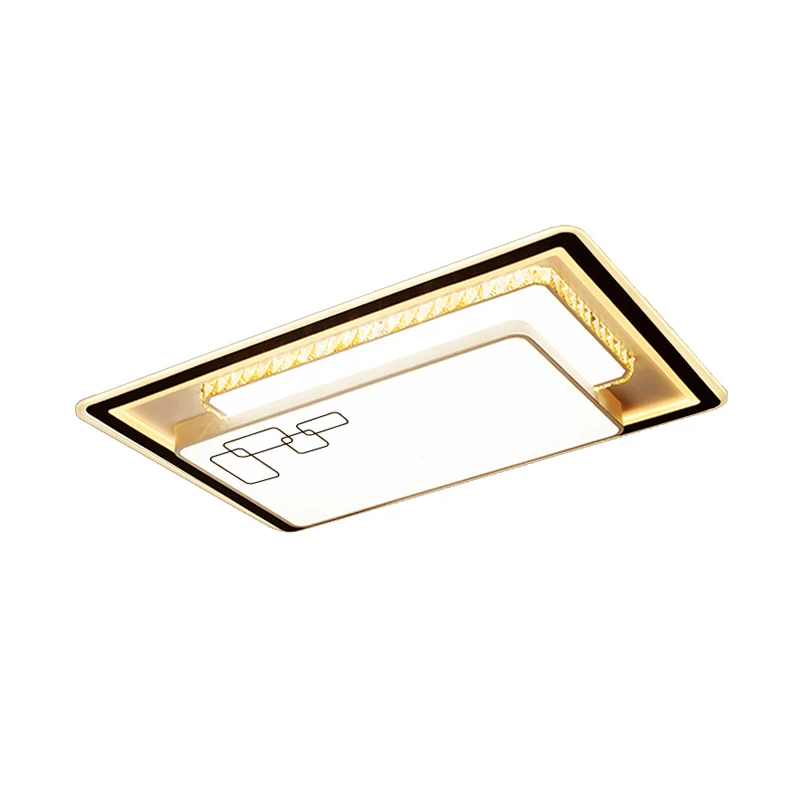 Lampe LED rectangulaire surdimensionnée à encastrer, éclairage de plafond tendance en acrylique blanc avec Accent en crist...