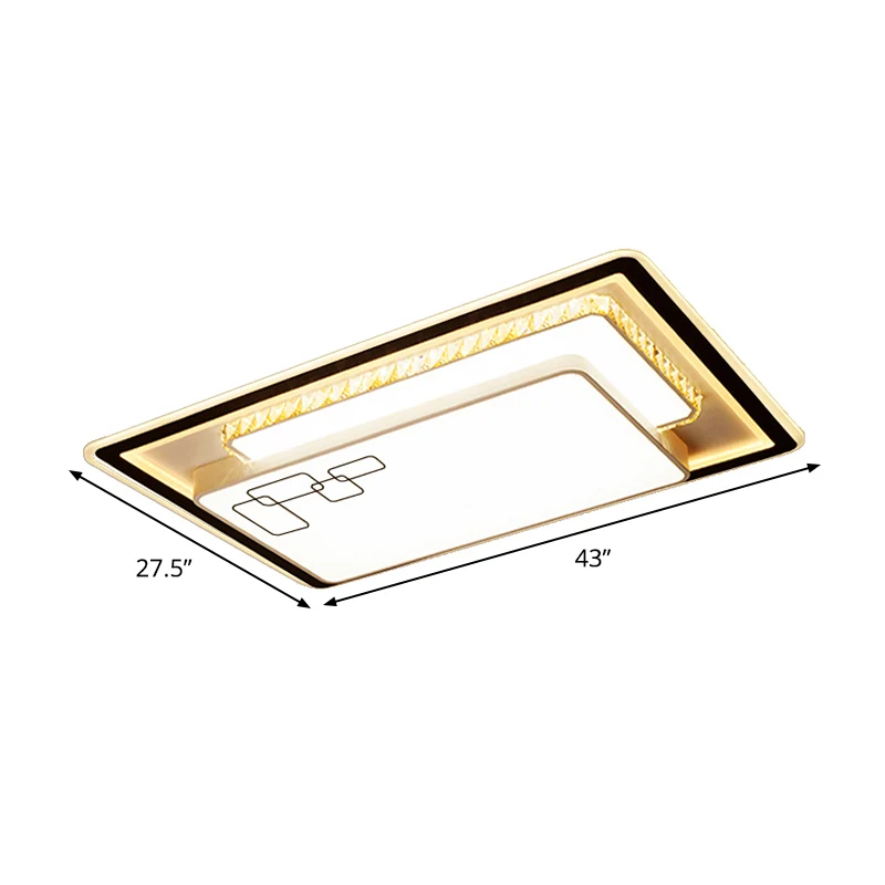 Lampe LED rectangulaire surdimensionnée à encastrer, éclairage de plafond tendance en acrylique blanc avec Accent en crist...