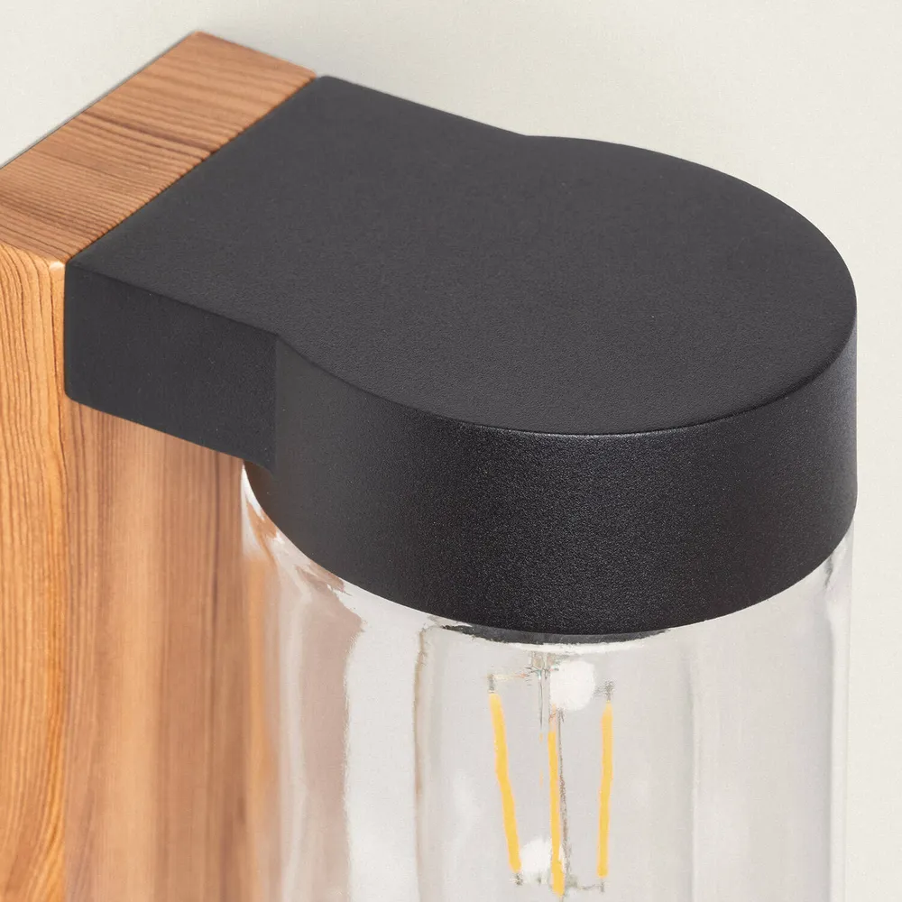 Lampe murale extérieure en verre et acier inoxydable modèle Sentinel