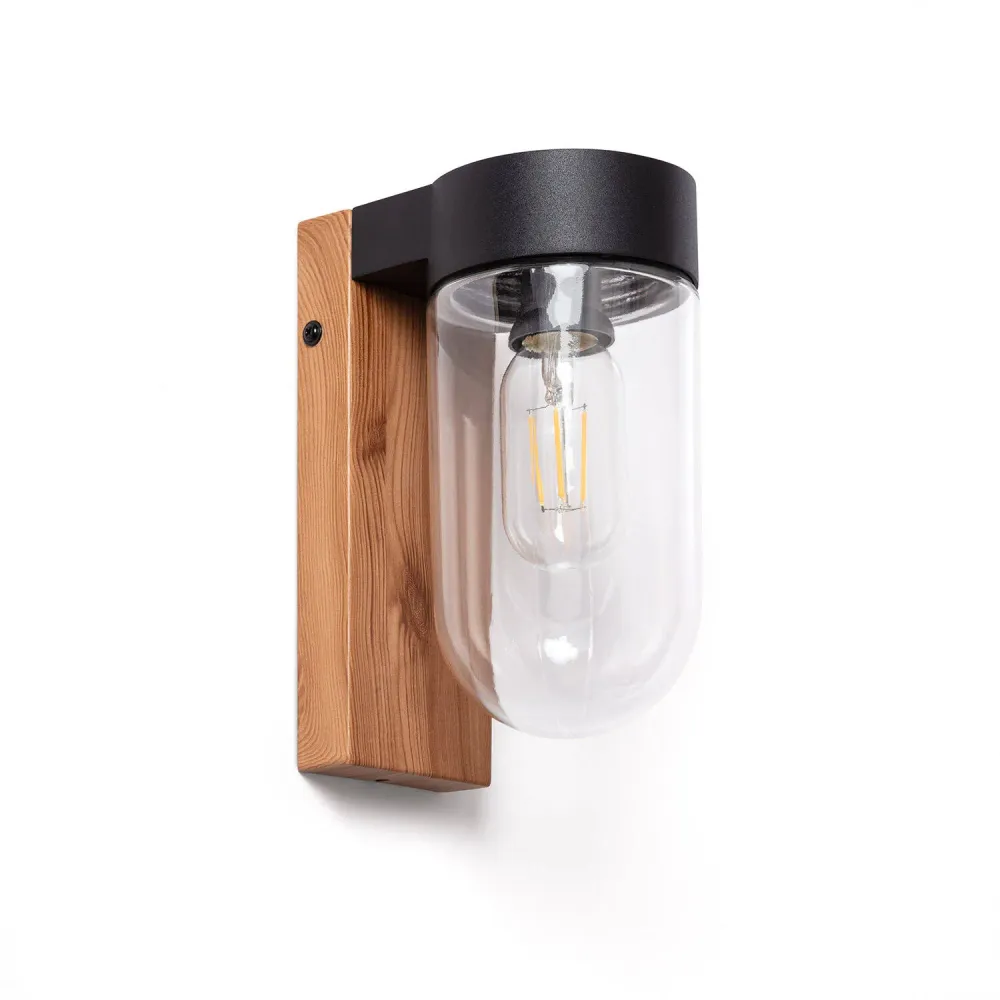 Lampe murale extérieure en verre et acier inoxydable modèle Sentinel