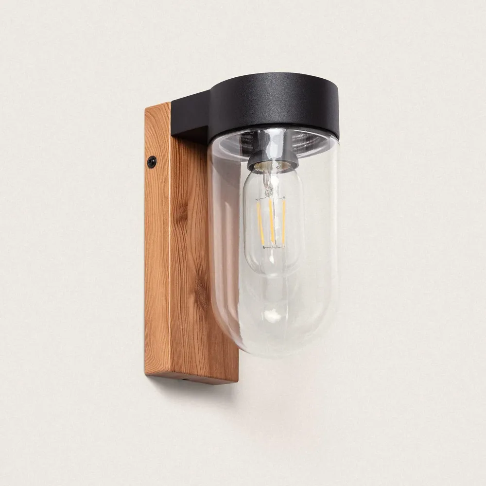 Lampe murale extérieure en verre et acier inoxydable modèle Sentinel