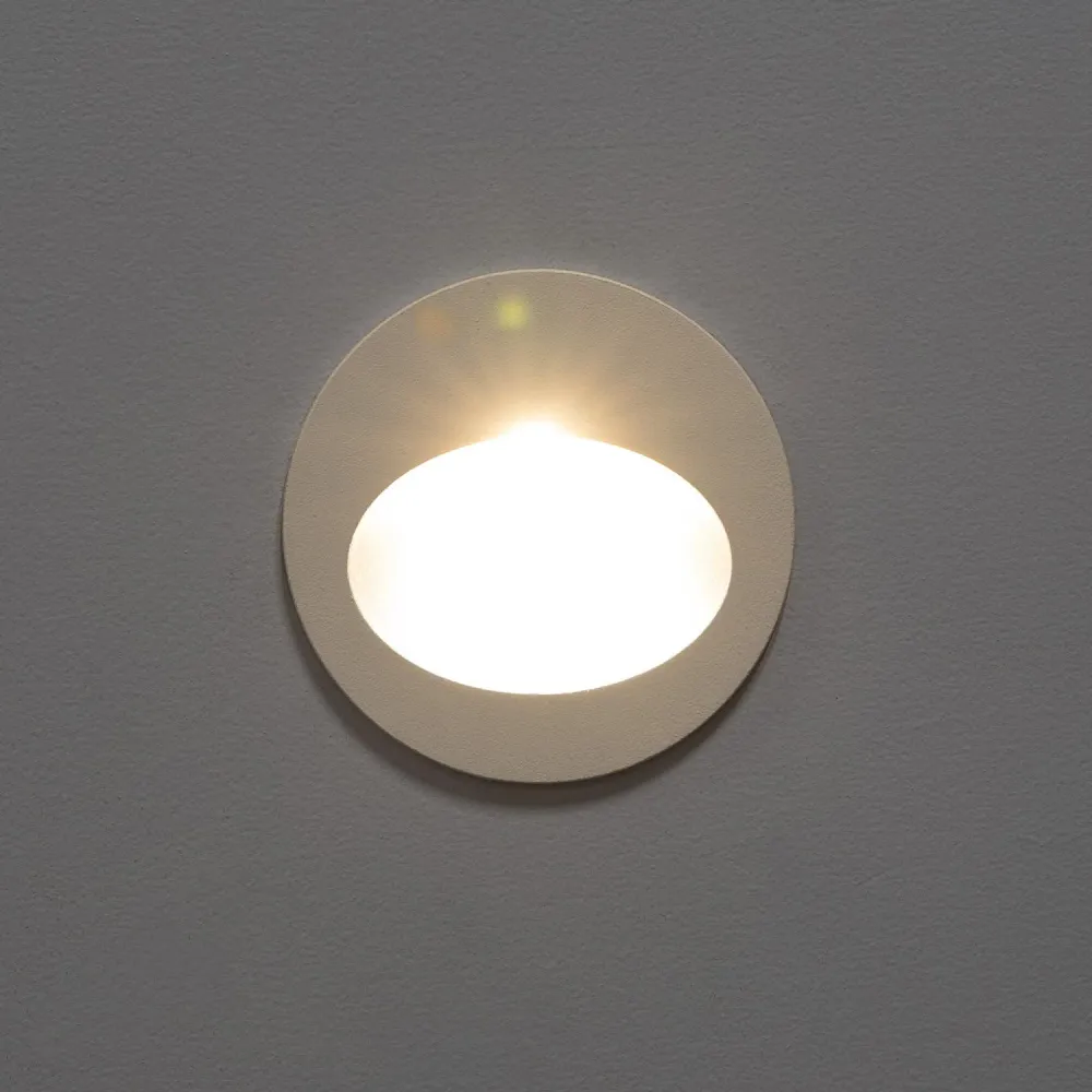 Lanterne LED ronde encastrable de 3W pour mur extérieur blanche