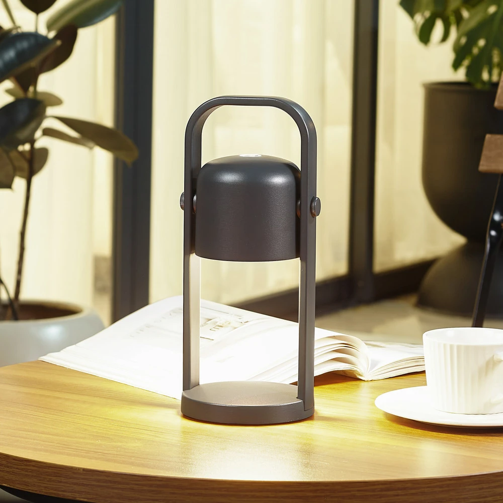 Lindby lampe à poser LED à autonomie renouvelable Kalevi, noir, aluminium, CCT