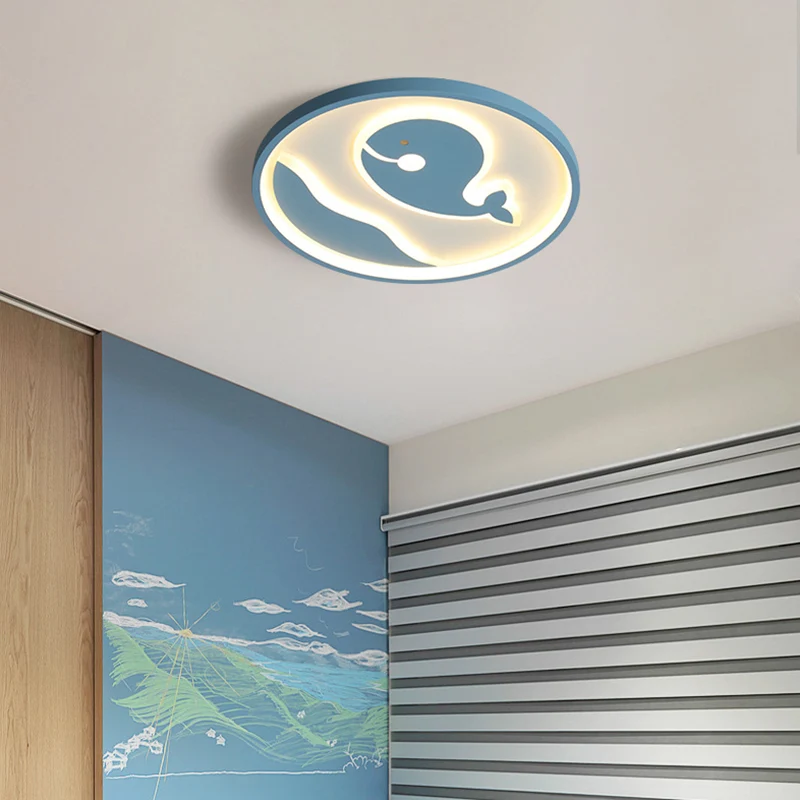 Luminaire encastré en métal nordique, dessin animé baleine, projecteur encastré pour chambre d'enfants