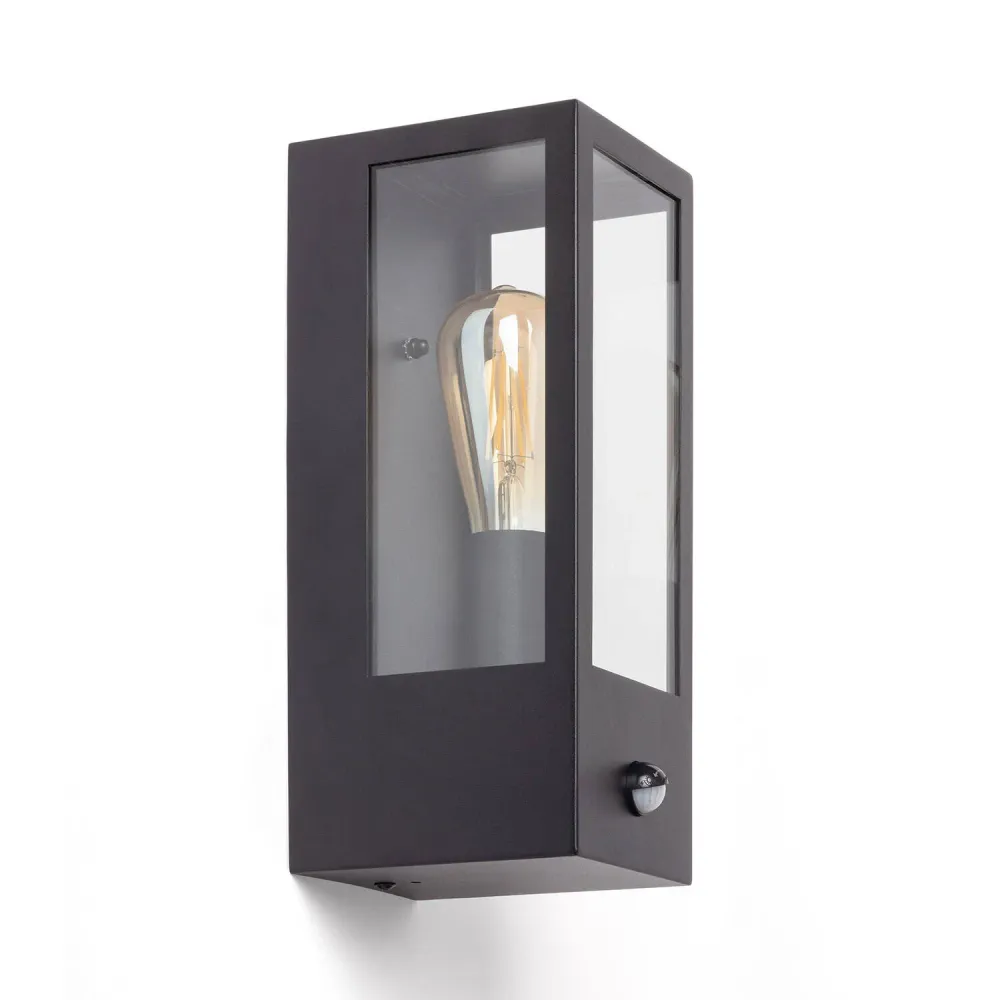Luminaire extérieur mural en inox et verre avec capteur de mouvement Gakom