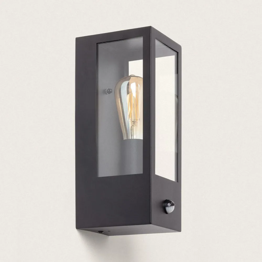 Luminaire extérieur mural en inox et verre avec capteur de mouvement Gakom