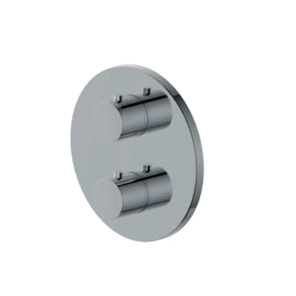 Mitigeur monocommande encastré thermostatique avec déviateur RubiFlux série Ampra - Acier chromé