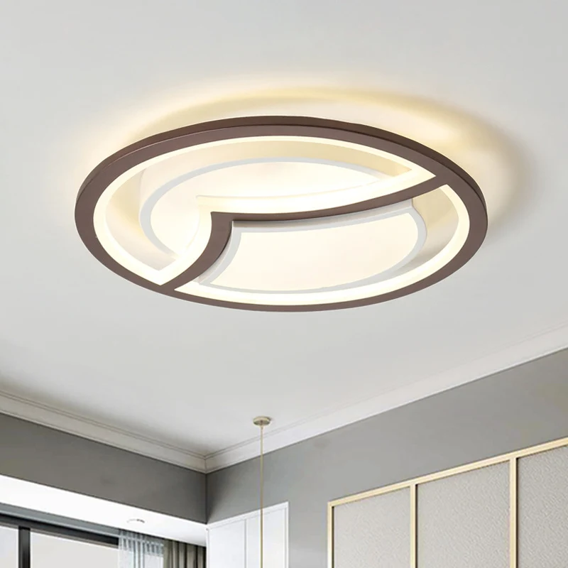 Plafond de chambre à coucher en cercle léger en fer nordique 18"/21,5" W Luminaire encastré à LED en café avec motif de mo...