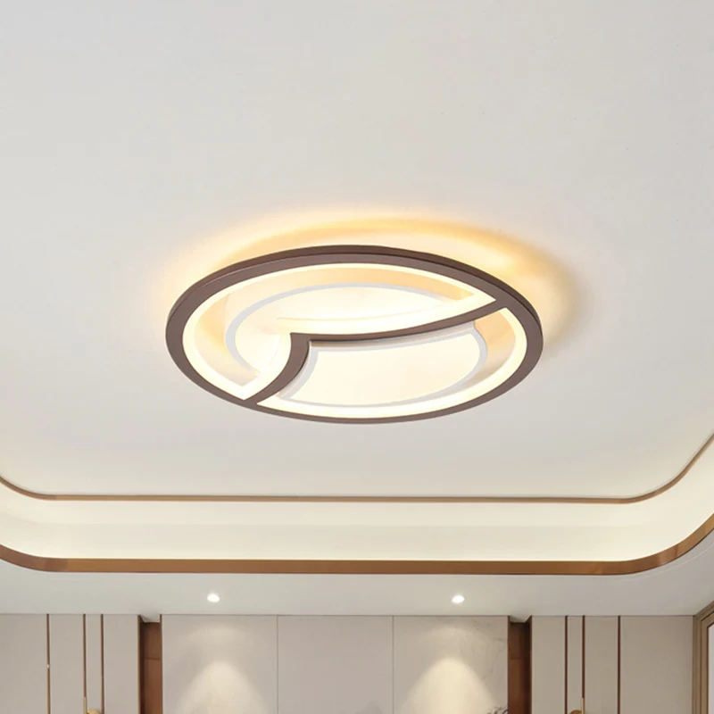 Plafond de chambre à coucher en cercle léger en fer nordique 18"/21,5" W Luminaire encastré à LED en café avec motif de mo...