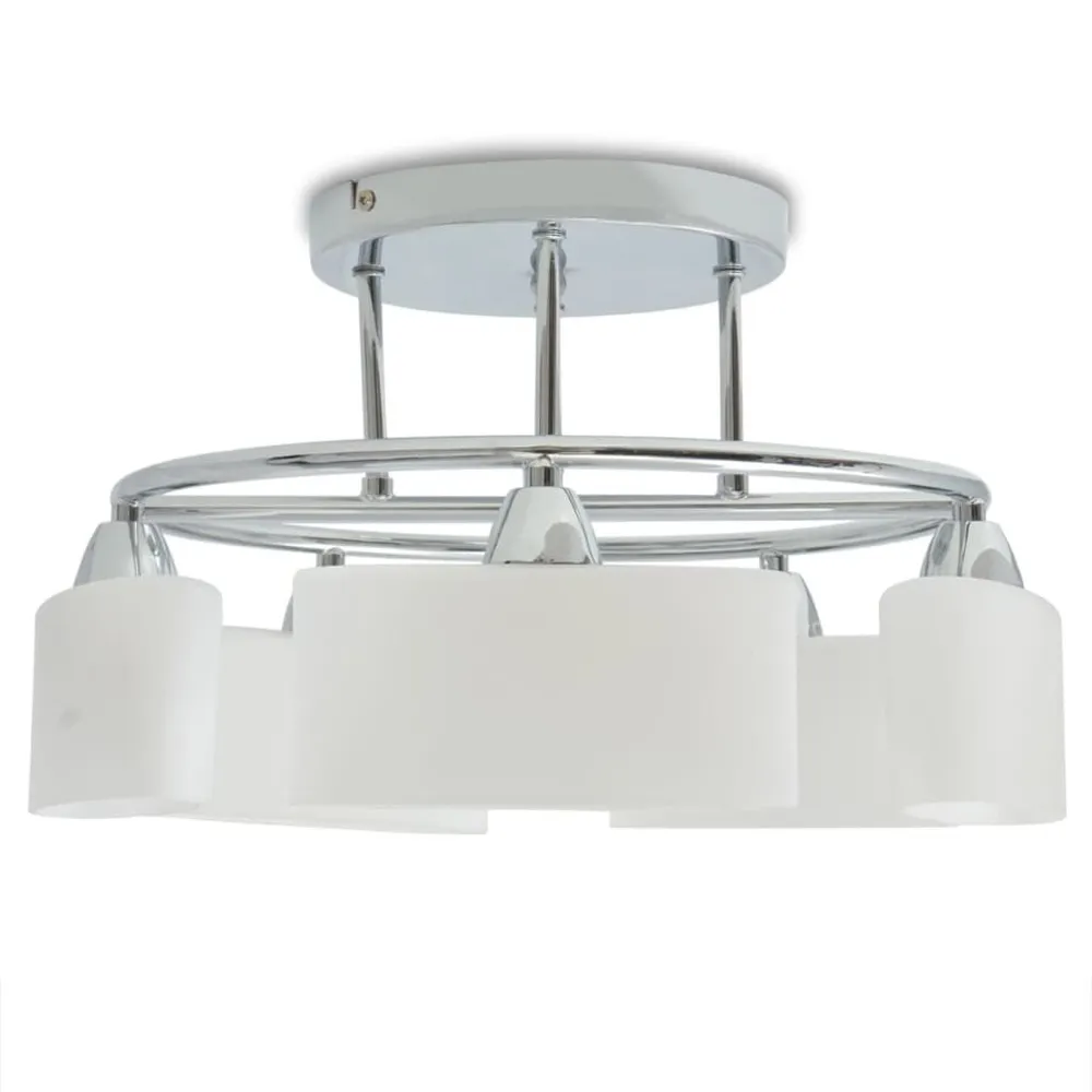Plafonnier avec 5 globes ellipsoïdes pour ampoules E14 200 W