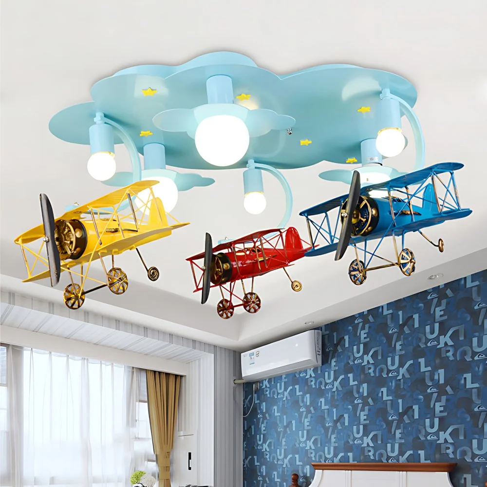 Plafonnier d'avion de chasse pour chambre d'enfant, luminaire de plafond tendance en métal à montage encastré