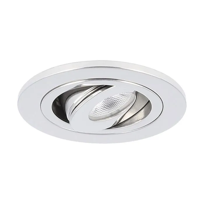 Spot LED encastrable Monza extra plat rond acier inoxydable étanchéité IP65 dimmable orientable 3W (remplace 20 W)