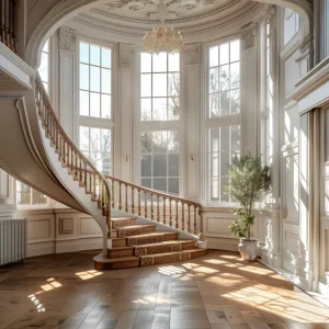 Toile de fond Architecture Escalier de Manoir Éclairé par le Soleil BRP12-671