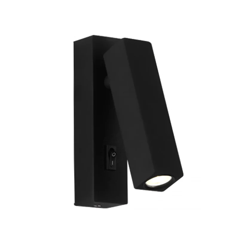 Compact applique murale LED métallique contemporaine, noir/argent/blanc, lampe murale avec Design rotatif