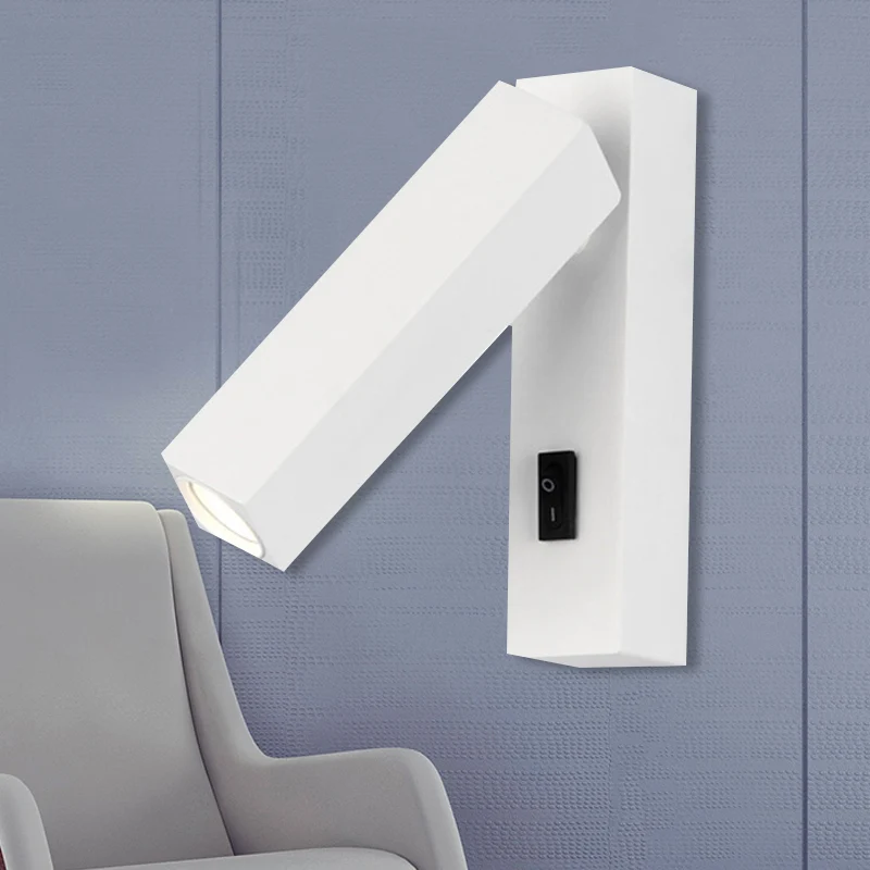 Compact applique murale LED métallique contemporaine, noir/argent/blanc, lampe murale avec Design rotatif