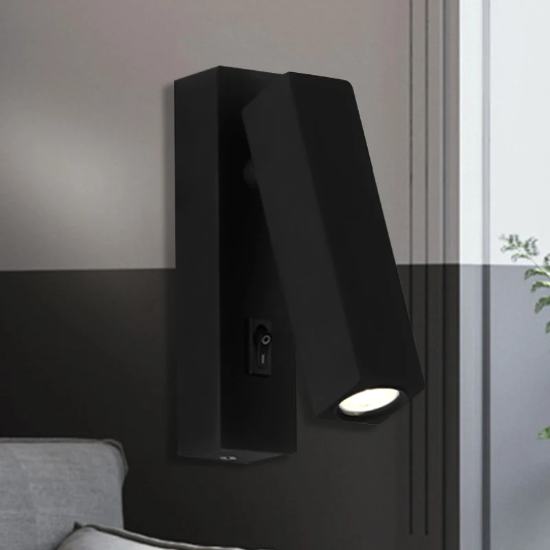 Compact applique murale LED métallique contemporaine, noir/argent/blanc, lampe murale avec Design rotatif