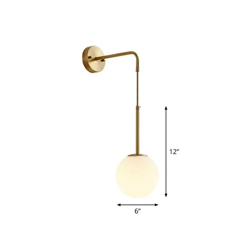 Étanche IP44 Applique murale réduit globe finition dorée, minimalisme, 1 ampoule, éclairage mural en verre crème