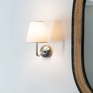 Étanche IP44 Malvern Petite Applique Murale Blanc Albâtre - Nickel Poli