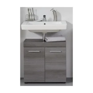 Design Contemporain Meuble sous vasque Runner argenté fumé